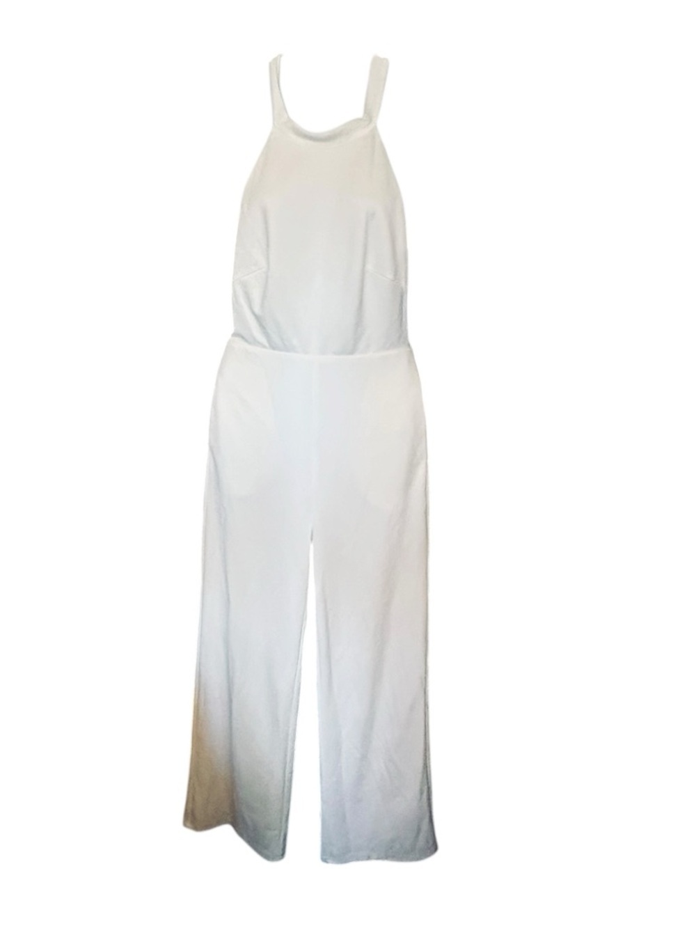 White Sleeveless Wide-Leg Jumpsuit